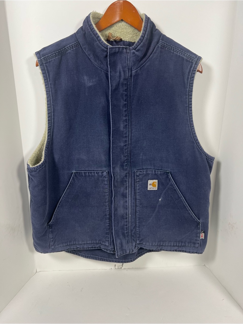 Carhartt Navy Blue Sherpa-Lined fr vest